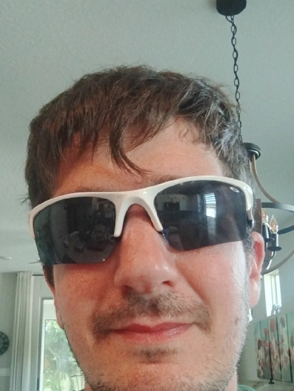 Oakley White and Black Half Jacket Frames With Black Lenses